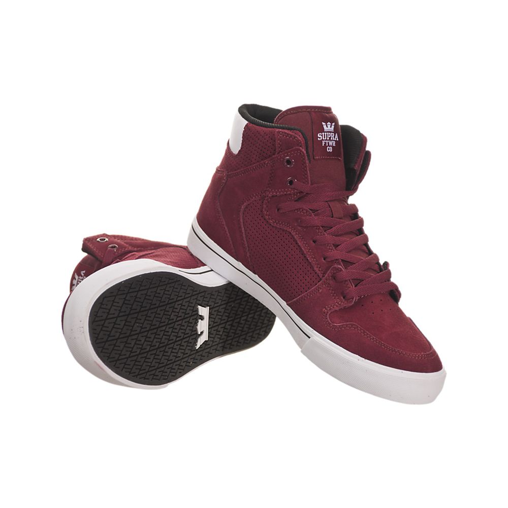 Baskets Montantes Supra Vaider Bordeaux Blanche Burgundy/White Homme | TUY-11081972